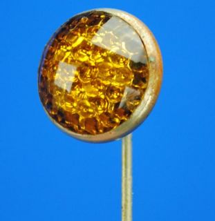 Antique Costume Jewelry Stick Pin Amber Glass Reflector