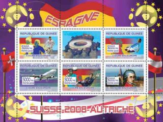   stamps issued by guinea in 2008 featuring the spanish soccer team from