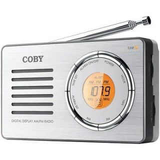 Coby CX50 Silver Compact AM/FM Portable Radio with Digital Display, w 