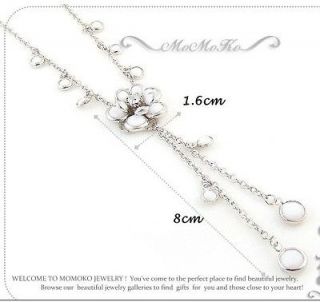 HOT  Lovely Fashion Style white camellia tassel long necklace E 013