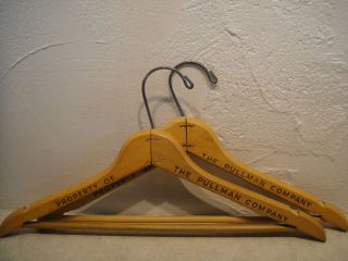 Vintage 17 Wood Hangers Property of THE PULLMAN COMPANY +Pants Bar 