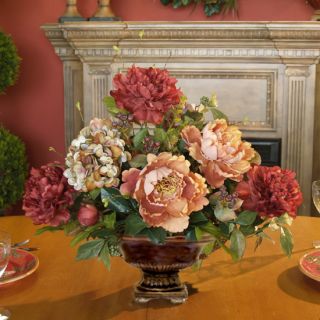 New Artificial Silk Hydrangea Red Rose Flower Arrangement Home Decor 