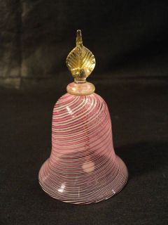 Nice Murano Art Glass Bell Raspberry Swirl w Gold Mica