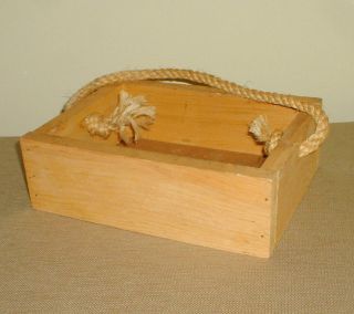 Smaller Primitive Looking Wood Wooden Garden Hand Tool Tote with Rope 