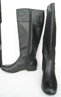Arturo Chiang Black Tall Leather Riding Boots Sz7 New