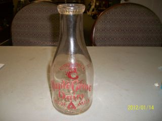 RARE Quart Maple Grove Dairy Asheboro Milk Bottle 5 Cent Pat 1927 