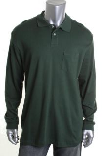 John Ashford New Green Cotton Stretch Solid Long Sleeves Casual Polo 