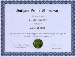 doctor death novelty diploma grim reaper executioner 