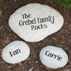 Personalized Engraved ONE MY FAMILY Rocks LARGE Garden Stone