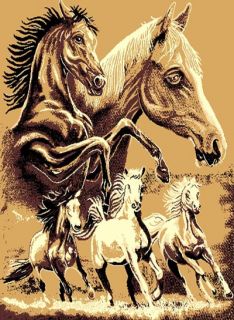 NOVELTY AFRICAN SAFARI ANIMALS HORSE FAMILY DESIGN 5X8 AREA RUG 