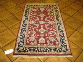 3x5 Small Red Navy Hand Knotted Indo Persian Oriental Area Rug REDUCED 