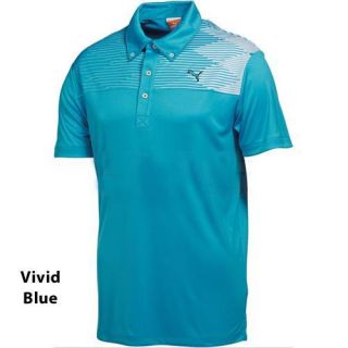 New Puma Argyle Tech Polo Shirt 2 Colors White Clover or Vivid Blue 