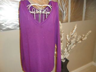 allison brittney v neck top long sleeves magenta xl