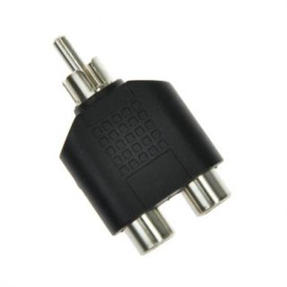   Phono 1 Male to 2 Femal M F Audio Y Splitter Plug Adapter Silver 2