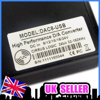 HiFi 24bit USB DAC Digital Sound Card CM108AH 192kHz Digital to Analog 