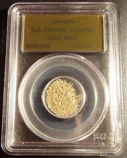 Rare SS Central America Shipwreck PCGS Gold Label Gold Dust N/R