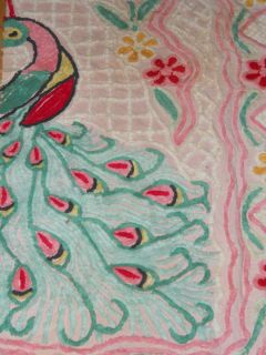 Vintage Peacock 1 2 of a Chenille Bedspread Fabric Cutter Craft Sewing 