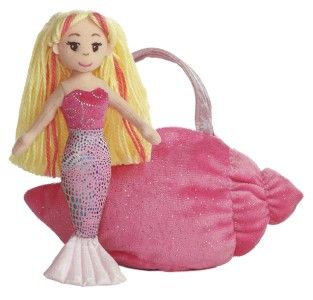 Aurora Plush Mermaid Sea Sparkles Pet Carrier Purse Pink Stuffed 