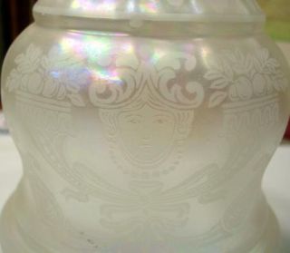 Antique 5 White Pearl Frosted Iridescent Glass Lamp Shade 2 1 4 
