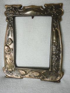 Antique Art Deco Ornate Metal Frame with Lady with Birds