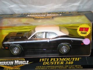 18 1971 Plymouth Duster 340 Chase Car Blk Chrome American Muscle 