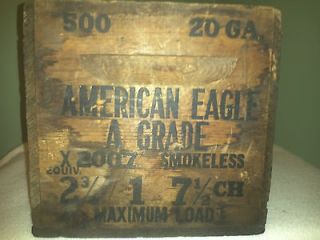    old vintage American Eagle 12 gauge shot gun ammo box wood crate