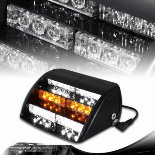 18 LED Amber / White Car Truck Interior Strobe Warning Flash Lightbars 
