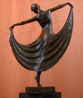 Art Deco Nouveau Bronze Marble Statue Ballet Dance Dancer Modern 