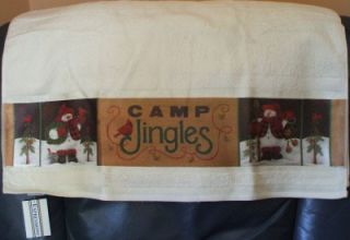   Camp Jingles Cardinal Snowman Bath Towel Christmas Holiday Lodge Cabin