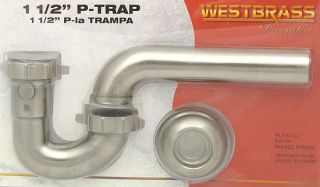 Satin Nickel P Trap Bathroom Sink Pipe Drain Flange Kit