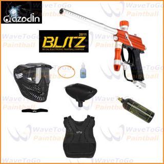 Azodin Blitz Orange Silver Paintball Marker Gun Chest Neck Combo
