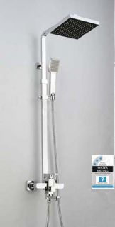 Square Bath Rain Shower Rail Including Shower Head Arm Mixer Tap 