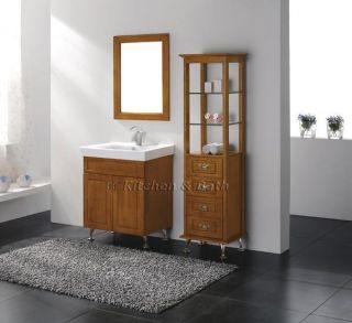 Luxury Bathroom Oak Vanity with Mirror Cabinet Faucet