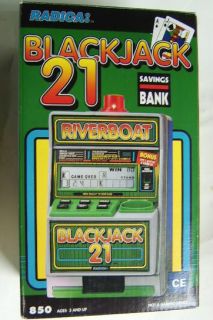 RADICA Riverboat Backjack 21 Savings Jackpot Slot Machine Bank Model 