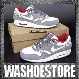   Wmns Air Max 1 Leopard White Red Charcoal Atomos 319986 099 US 5.5~12