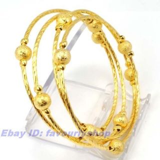 Bangles Set Beautiful Beads in Bangle 18K Yellow Gold GP Solid Fill 