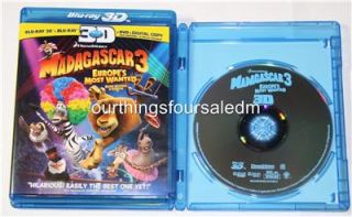 Madagascar 3Europes Most Wanted 3D BLU RAY (+ Case,Artwork,2012)ONLY 