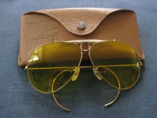 VINTAGE RAY BAN aviator SHOOTER YELLOW sunglasses 12k gold filled 