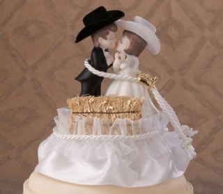 Country Wedding Western Hay Bale Couple Cake Topper