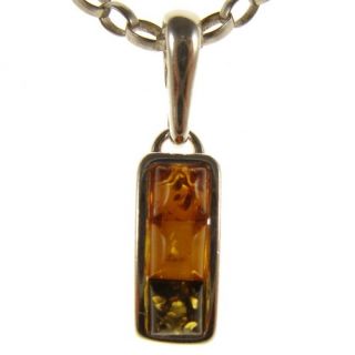 Baltic Amber Sterling Silver 925 Traffic Lights Pendant Necklace Chain 