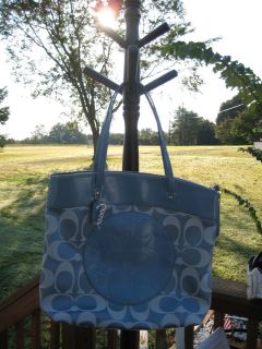 COACH Blue Laura Signature Tote Retails $298 Love This Bag Authentic 
