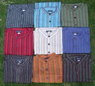 Bares Grandad Shirts XL XXL XXXL Cotton Striped Hippy