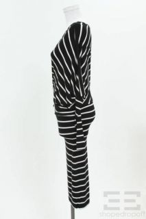 BCBG Max Azria Black White Striped Jersey Dress Size S
