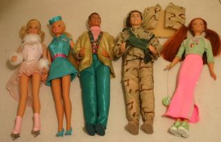 Lot 5 Gently Used Barbie Ken Dolls Tour Guide Toy Story Marine Skater 