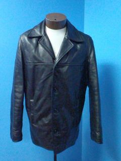 51642 Rudsak Heavy Classic Black Casual Leather Men Coat Jacket Sz L 