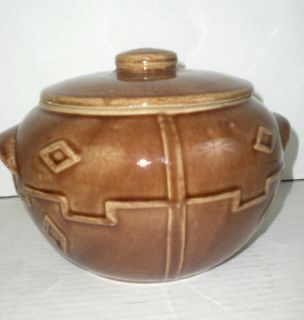 Vintage McCoy Brown Pottery Bean Pot 1940’S