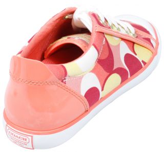 Coach Barrett Sneakers Coral Pink Op Art Tennis Womens Shoes 8 New 