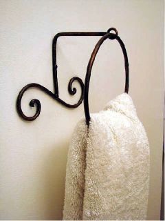  Wrought Iron Metal Bathroom Bath Towel Ring Holder Wall Decor