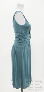 Moschino Cheap Chic Teal Silk Gathered Dress Size 8 New