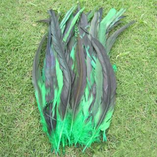 New 50Pcs OVER BADGER SADDLE ROOSTER FEATHERS Green colors 10 12 